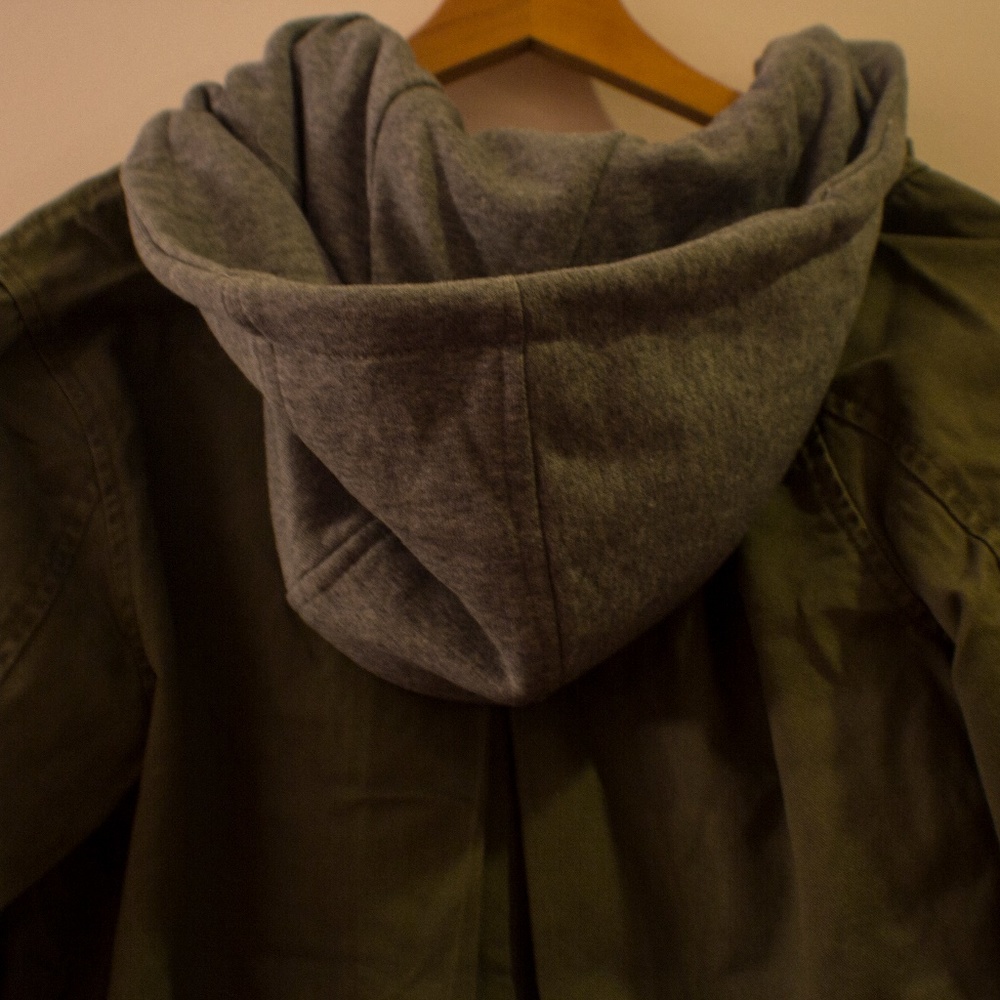 Sebby Green Military Jacket with Sweatshirt Hood - Picture 7 of 7